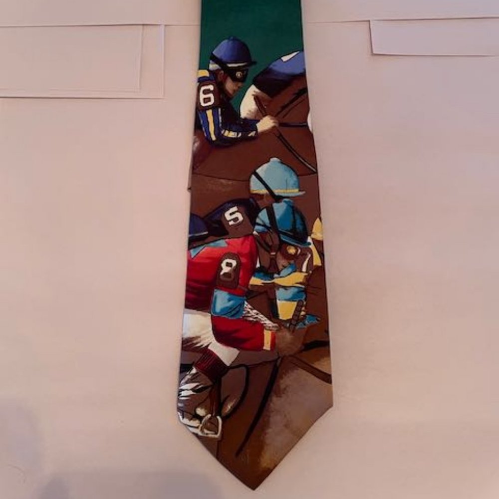 Polo Vintage Necktie with Horseback Riders Graphic